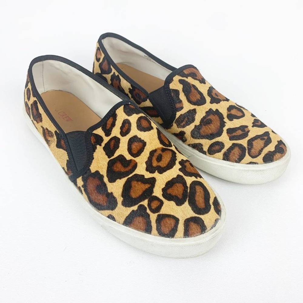 J. Crew Cheetah Print Calf Hair Slip On Sneaker 10
